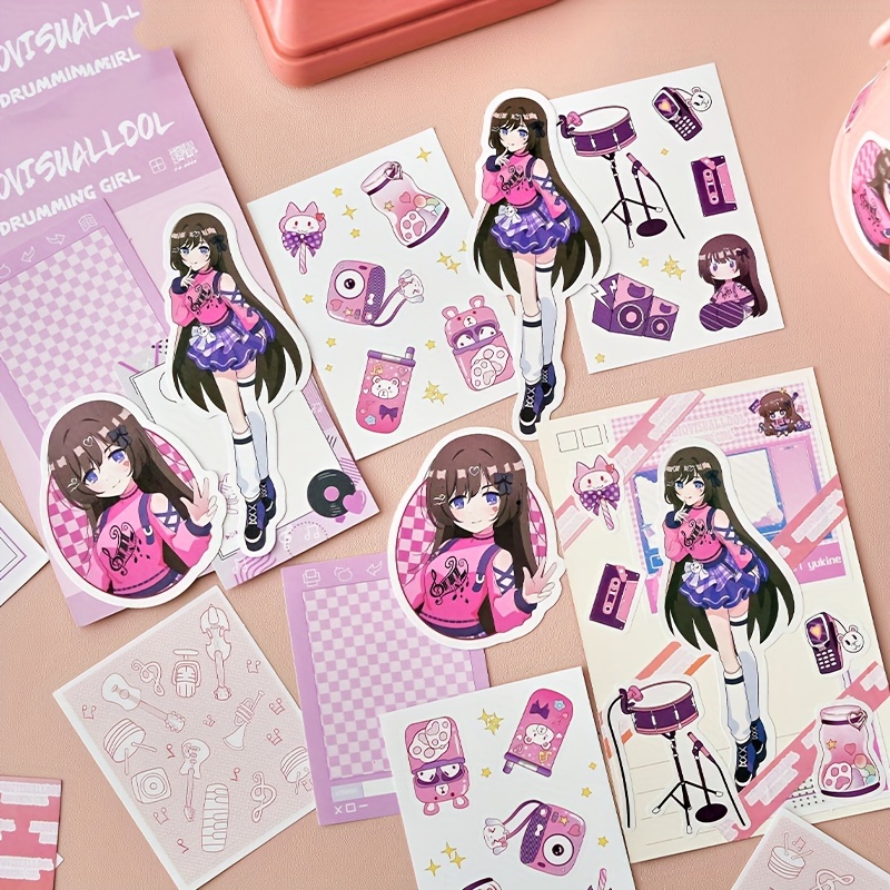 Aesthetic Stationery, Anime Pink Stickers