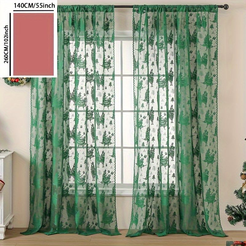 Cortinas de bolsillo de varilla ajustable, cortina de ventana Vintage a  cuadros de copo de nieve de Navidad, cortinas de amarre para cocina y sala  de estar - AliExpress