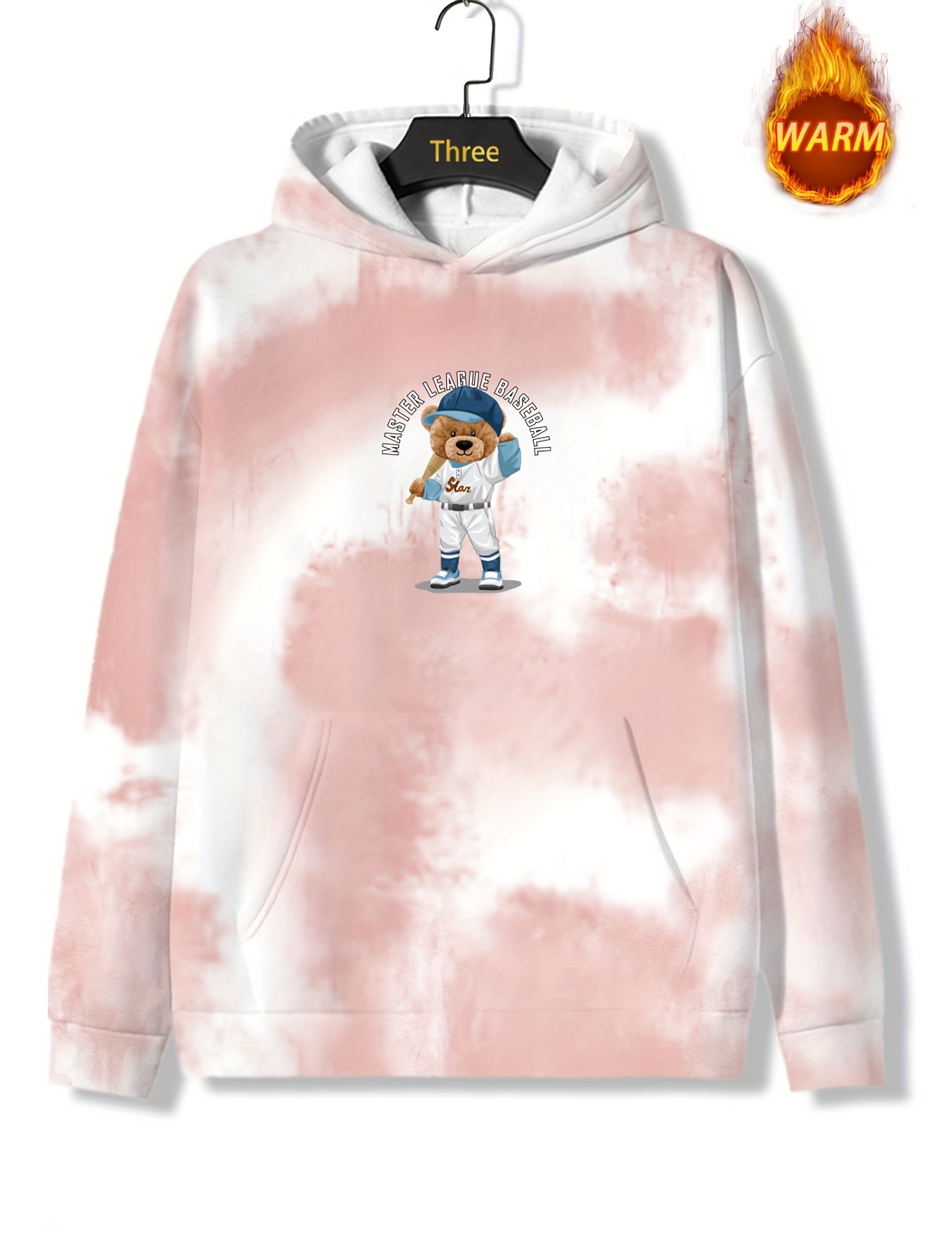 Trendy Teddy Bear Graphic Print Men's Casual Warm Baseball Jacket - Temu