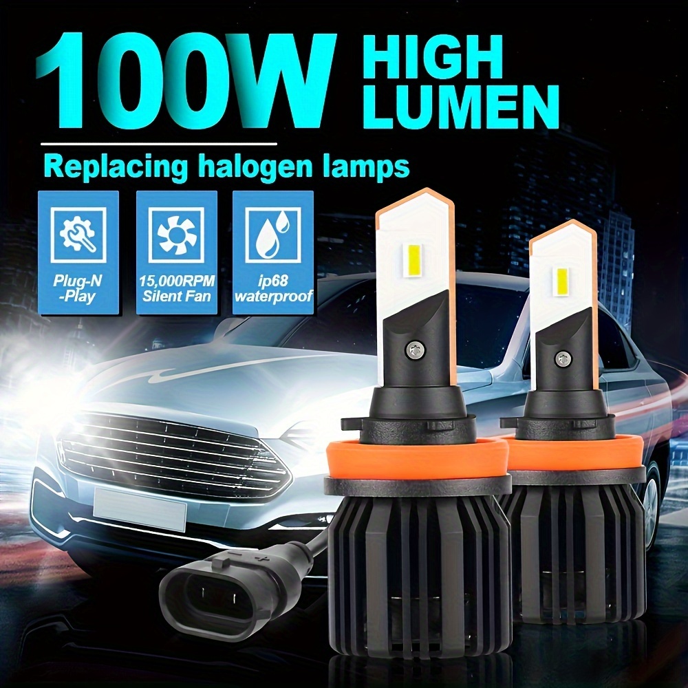 2Pcs H4 80W Voiture LED Remplacement Ampoules LED Ampoule de Phare