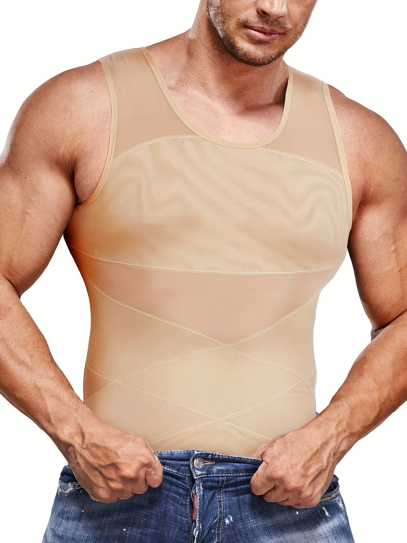 Aptoco 2 pcs Men Compression Shirt Slimming Body Shaper Vest Shirt Tummy  Control Shapewear Abdomen Slim Undershirt, Black+White, Christmas Gifts 