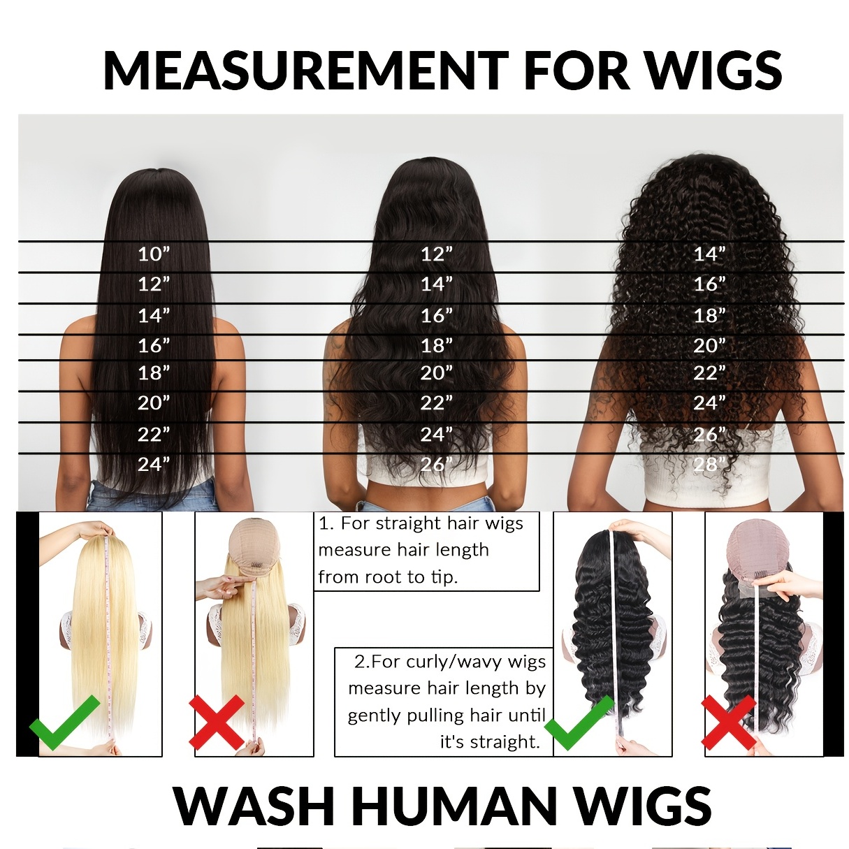 brazilian hair inches chart