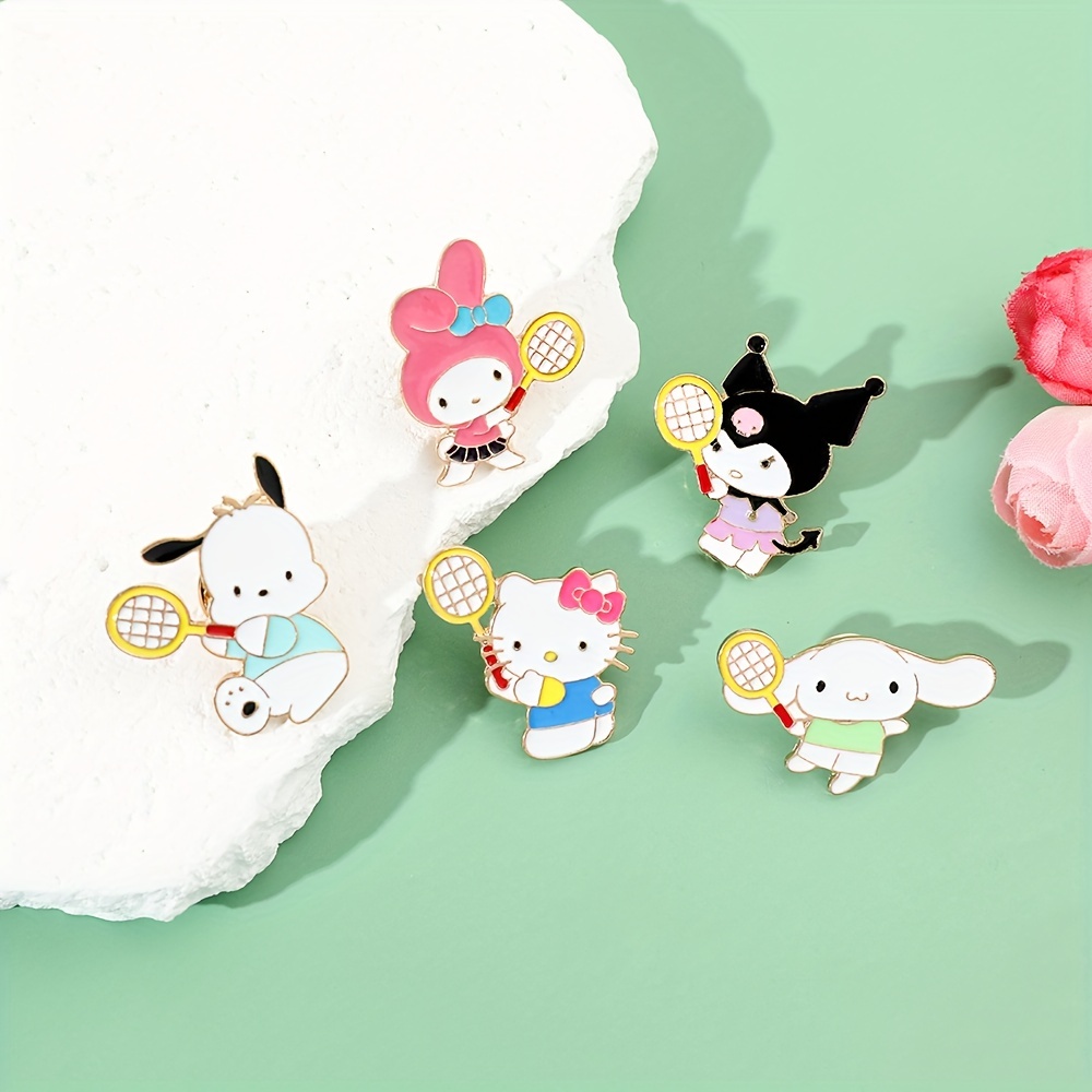 Iigen 5pcs Brooch Set, Cute Hello Kitty Enamel Pin for Purse Backpack Clothes, Jewelry, Jewels Metal Badge Accessories Gift for Men,Temu