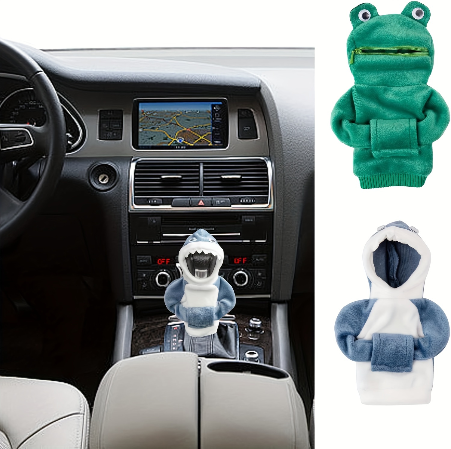 Green Frog Gear Car Shifter Hoodie Cover Blue Shark Car Gear - Temu