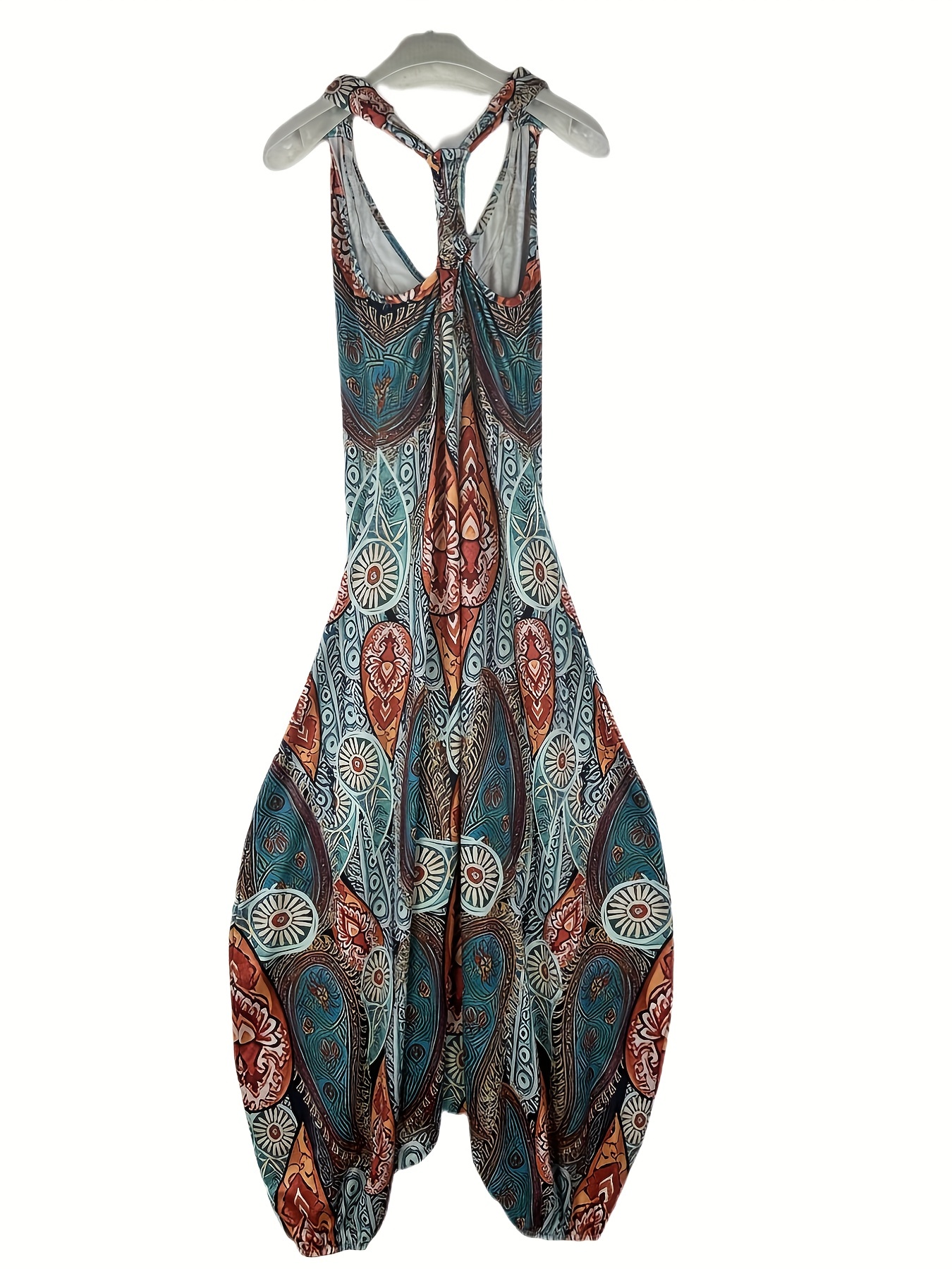 Graphic Print V Neck Jumpsuit for Women
