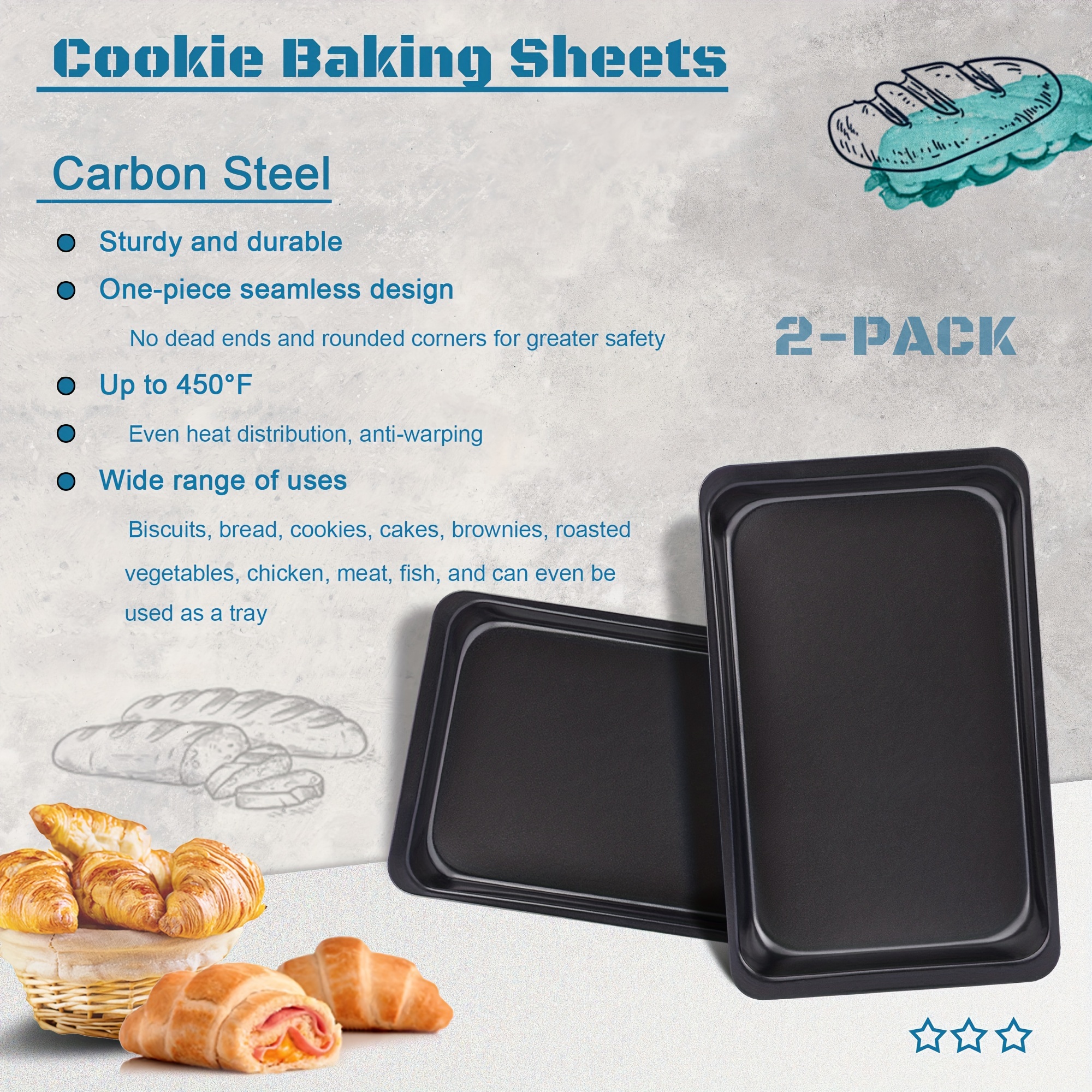 Baking Sheets Carbon Steel Baking Pans Non stick Cookie - Temu