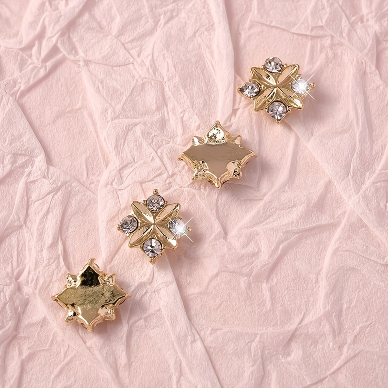 5pcs Y2K 3D Wishing Star Nail Charms With Glitter Rhinestone
