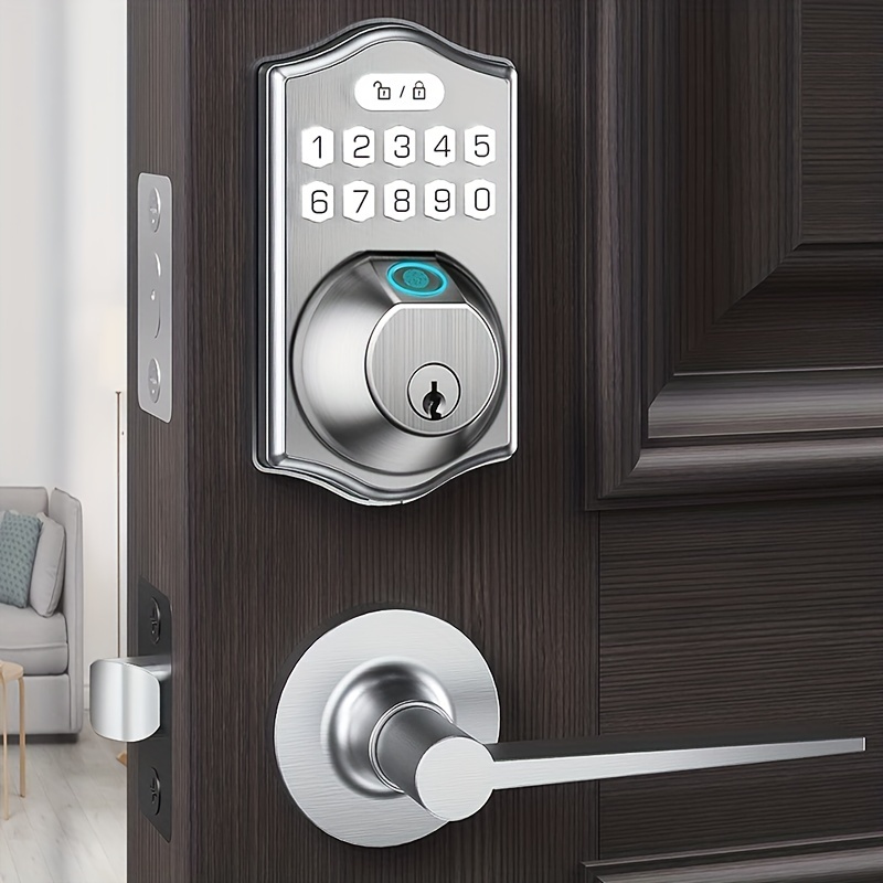 Keyless Entry Door Lock with Handle Electronic Keypad Deadbolt with Door  Lever Smart Code Door Lock for Front Door Lock Set Auto Lock, Easy  Installation