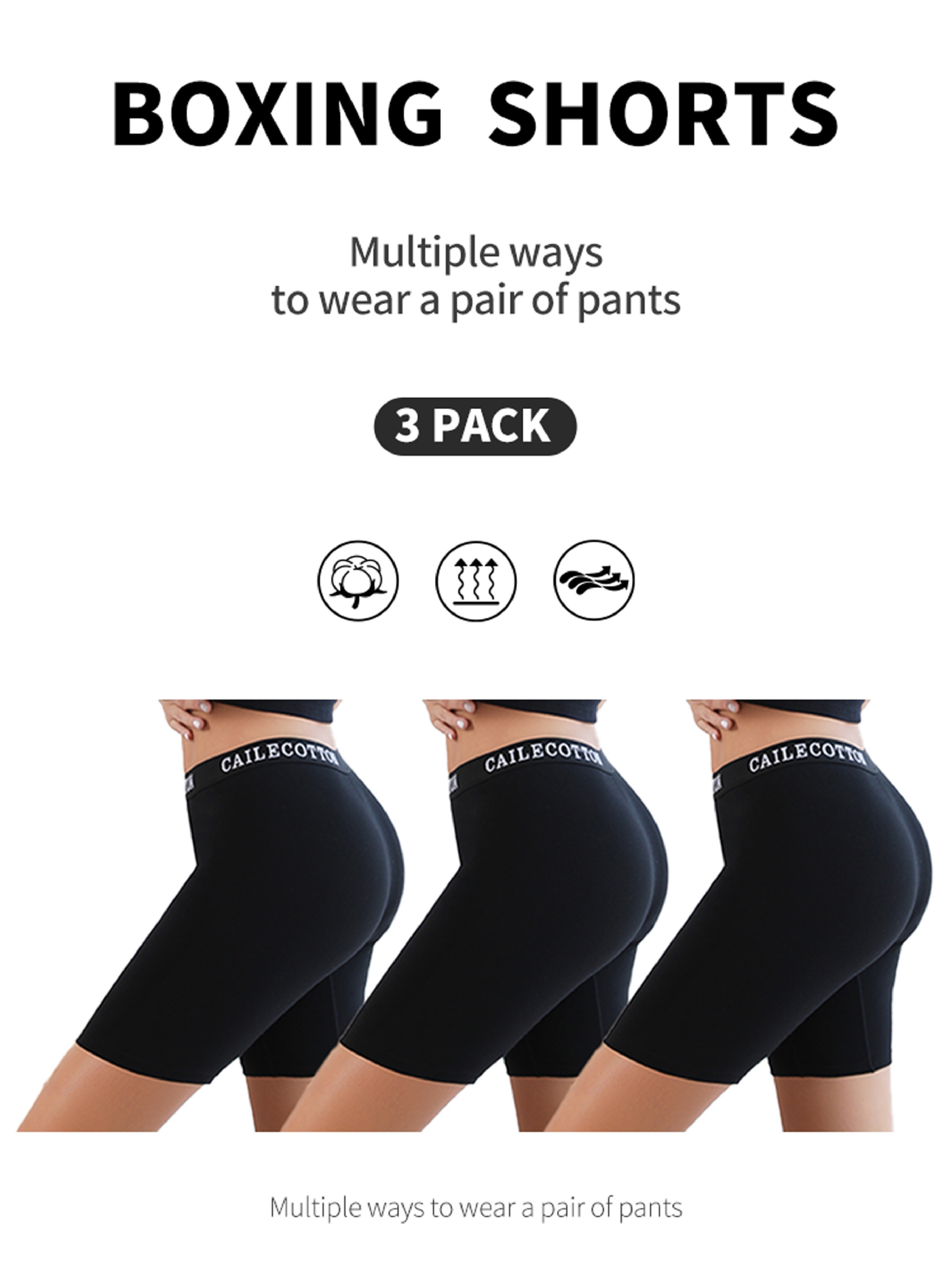 Conjunto De 3 Pantalones Cortos Moldeadores Simples De Talla