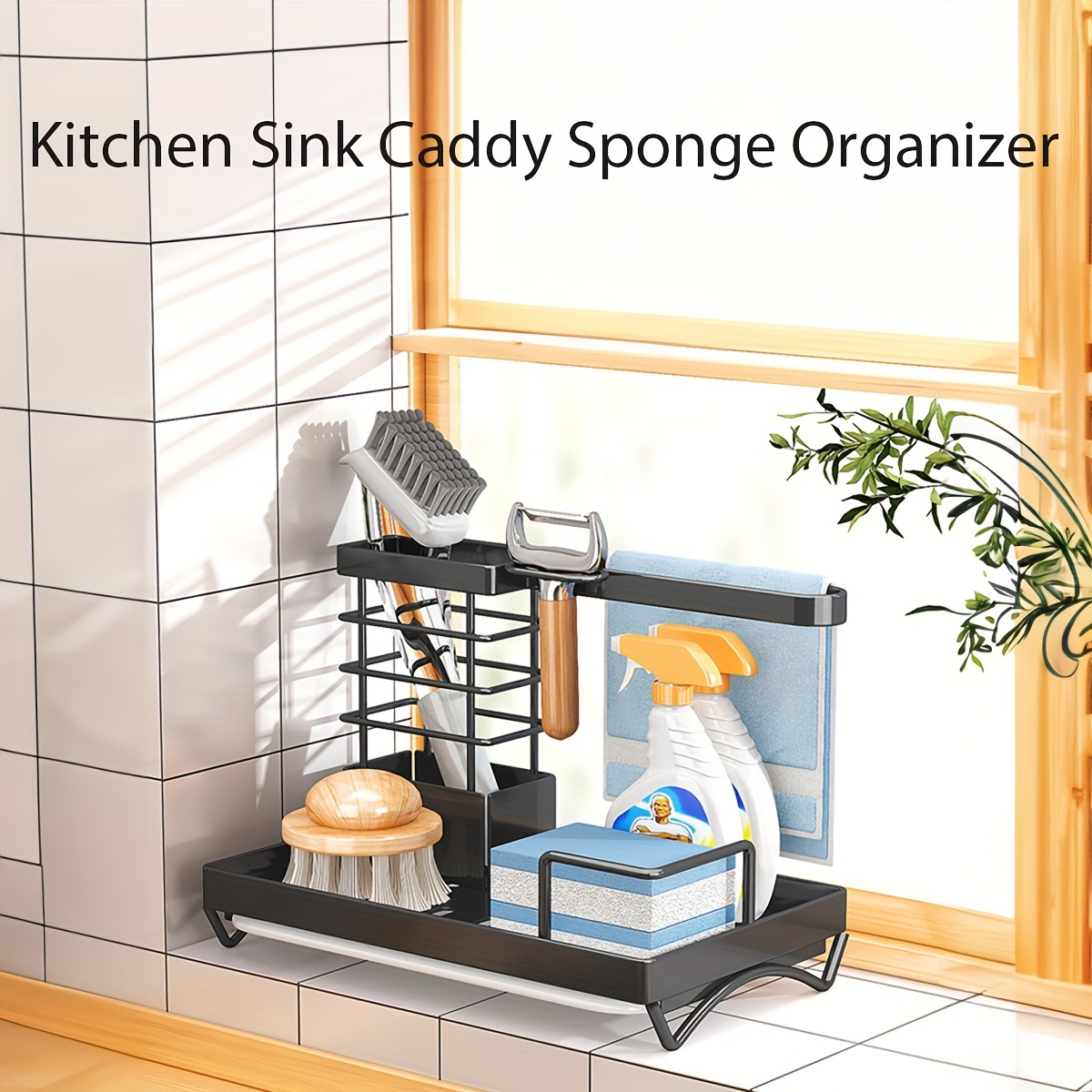 Kitchen Sink Caddy Sponge Holder Sink Organizer Rack With - Temu