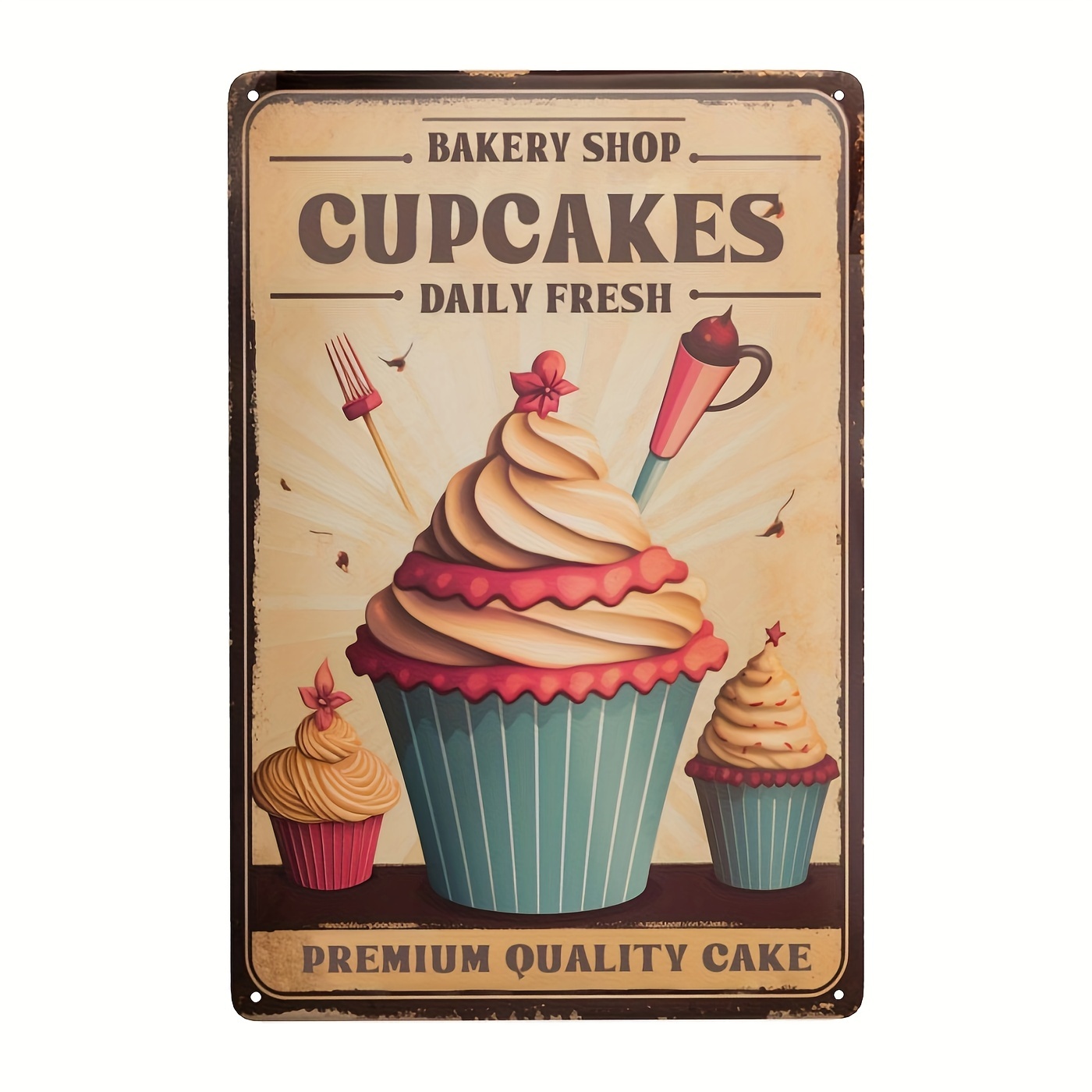 Retro Cupcake Tin Sign Retro Bakery Shop Plaque Vintage - Temu