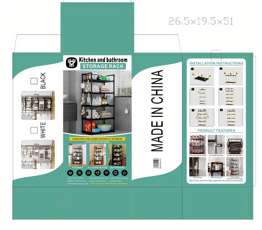 Multi-functional Kitchen Floor Shelf, Microwave Shelf, Bathroom