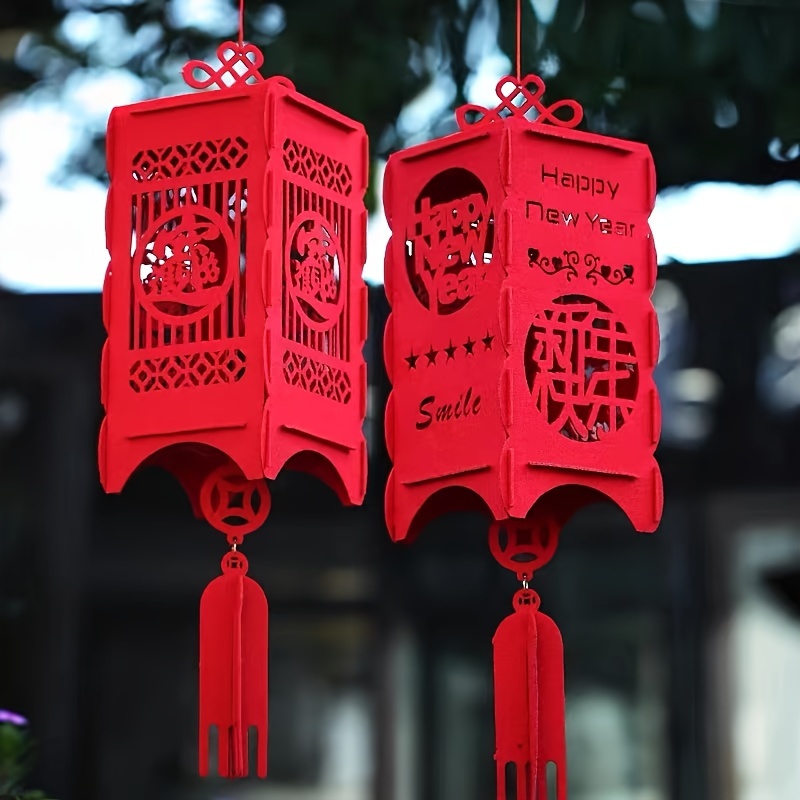 

1pc Palace Lamp Hanging Decor, Chinese New Year Decoration, Party Spring Festival Decoration, Autumn Moon Festival Wedding Party Room Decoration, Non-woven Red Lantern, 23in*6in