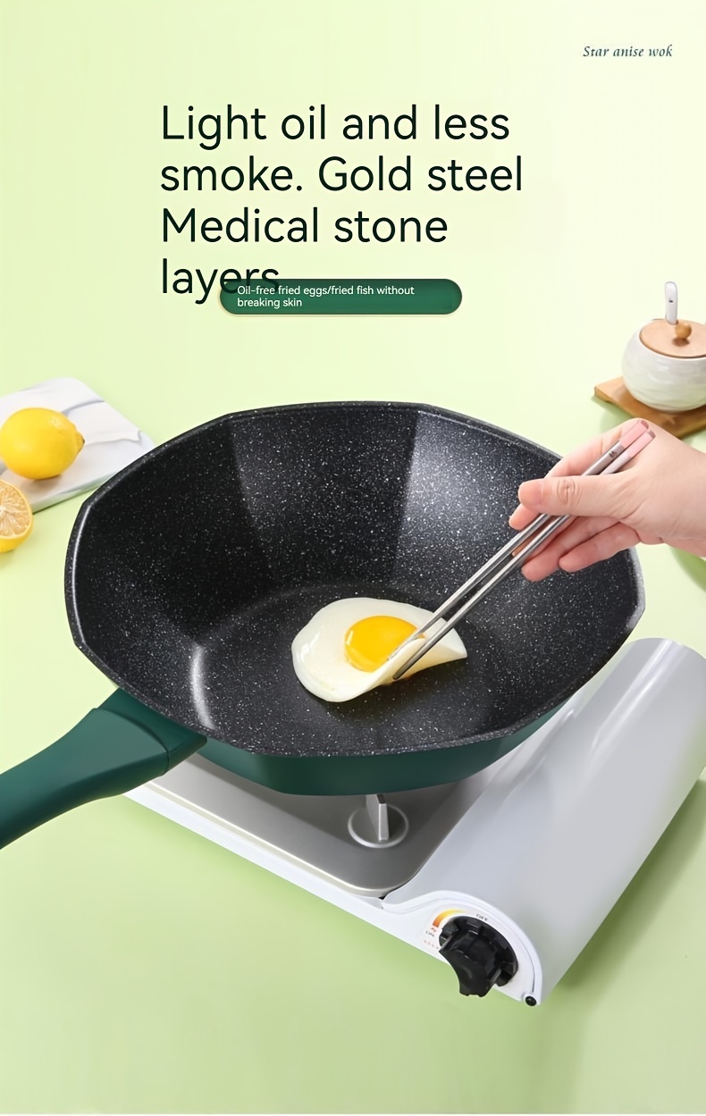 1pc maifan stone non stick cast   octagonal woks   pans griddle chefs pans for gas stove top and induction cooker   free cookware kitchenware kitchen supplies kitchen items details 2