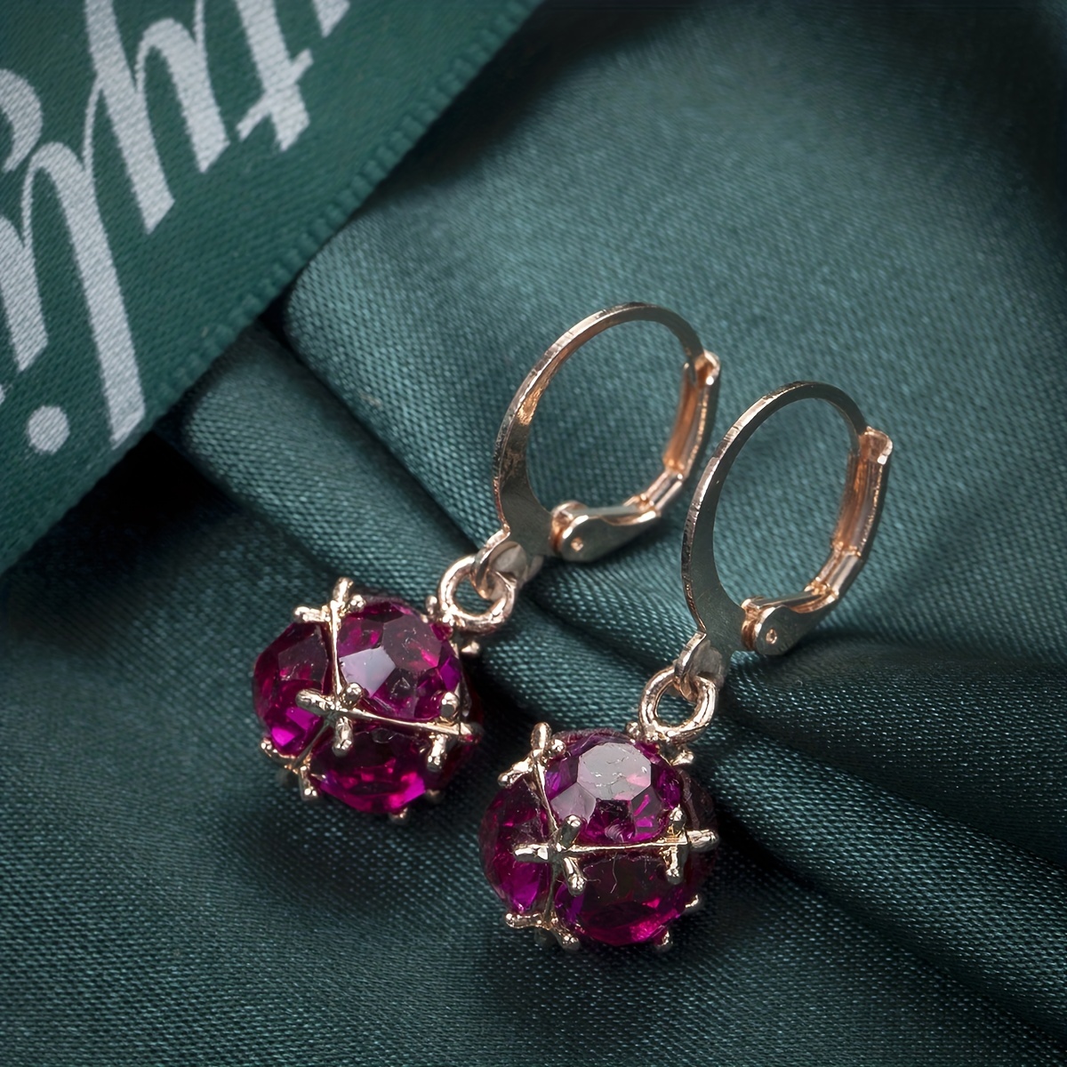 Rainbow Rose Red Zircon Stud Earrings Men