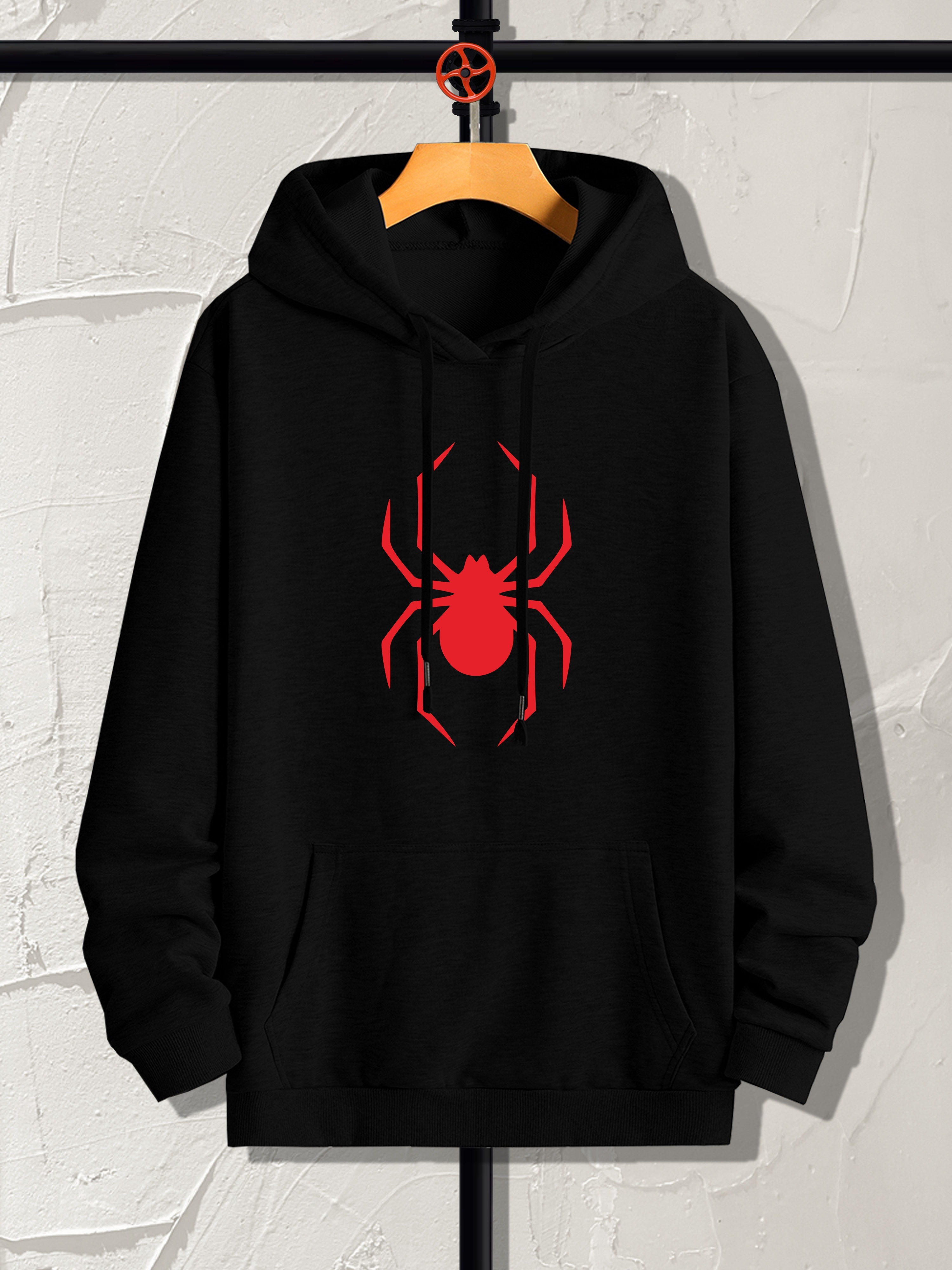 Red Spider Print Hoodies Men Graphic Sweatshirt Kangaroo - Temu Canada