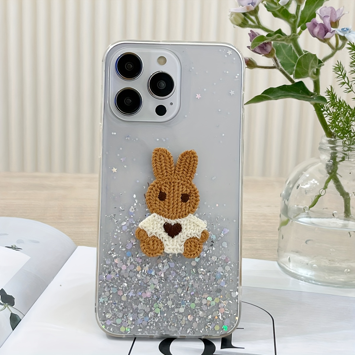 Glue Starry Sky Glitter Puppet Rabbit Phone Case For Samsung - Temu ...