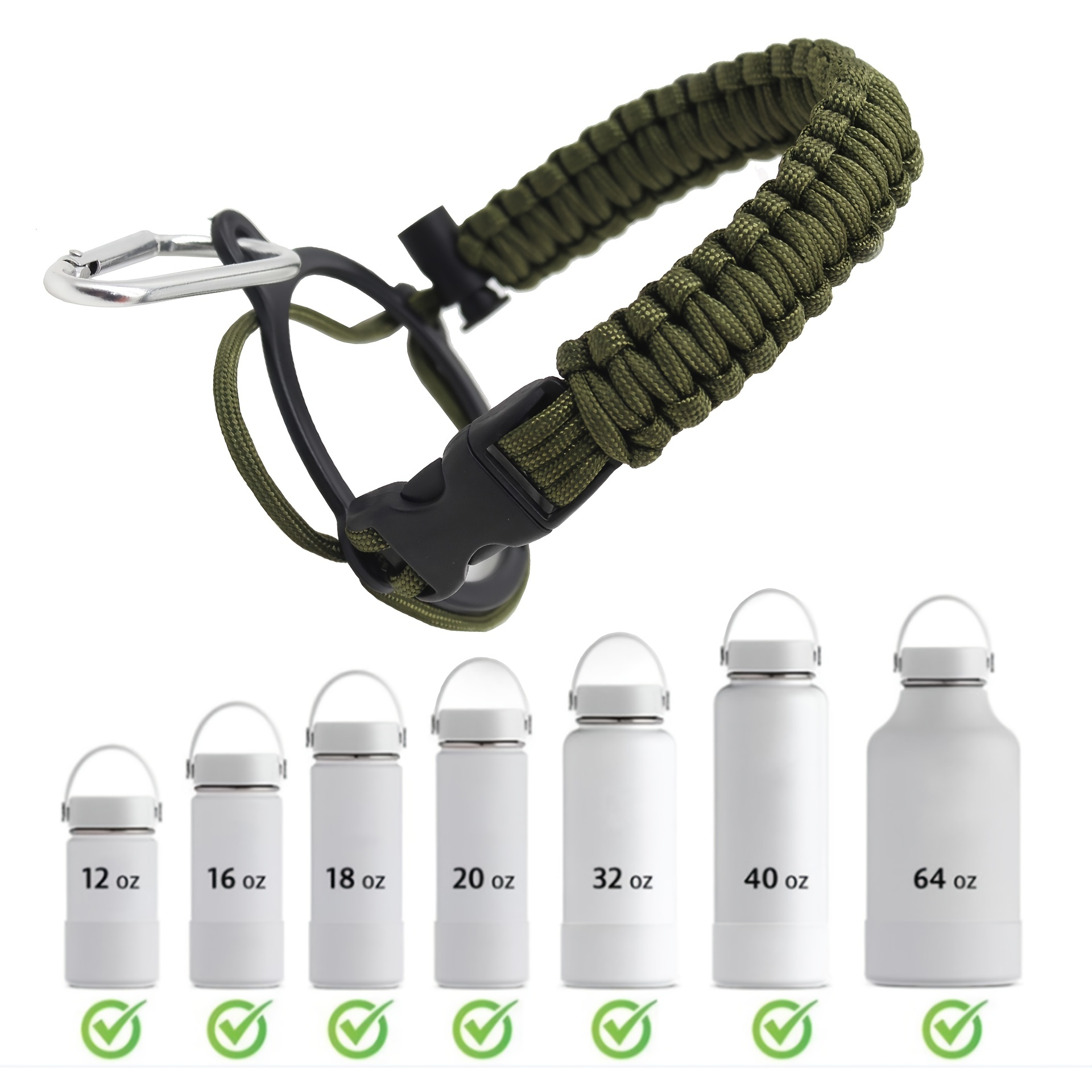 40oz Collapsible Water Bottle with Straw Lids & Paracord Handle