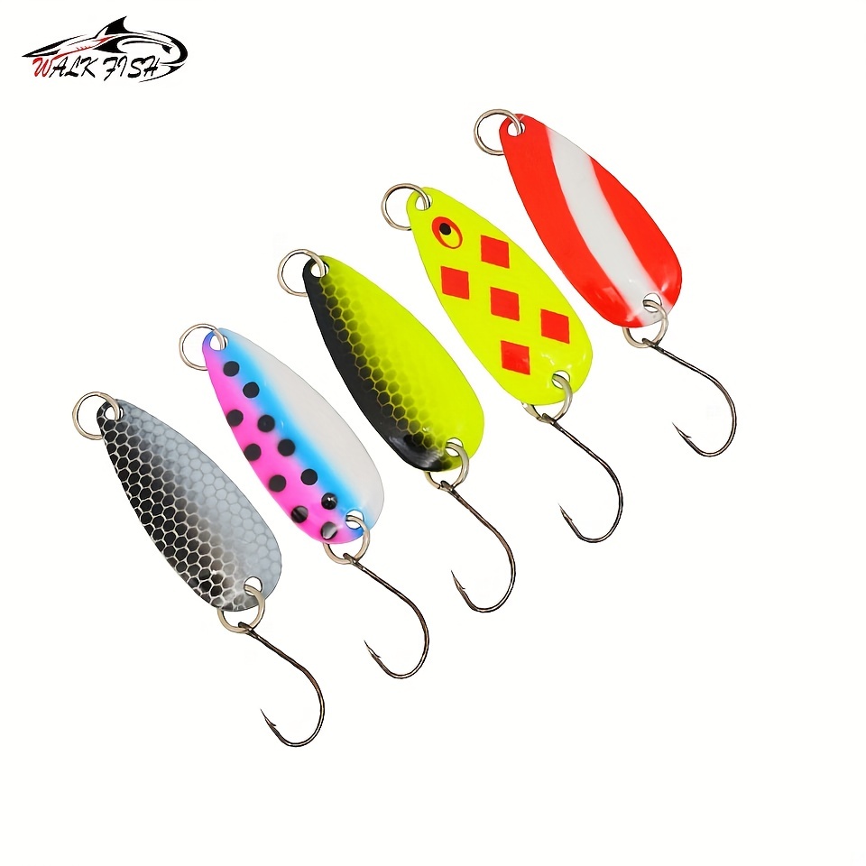 6pcs Metal Spoon Sequin With Single Hook Bionic Bait For