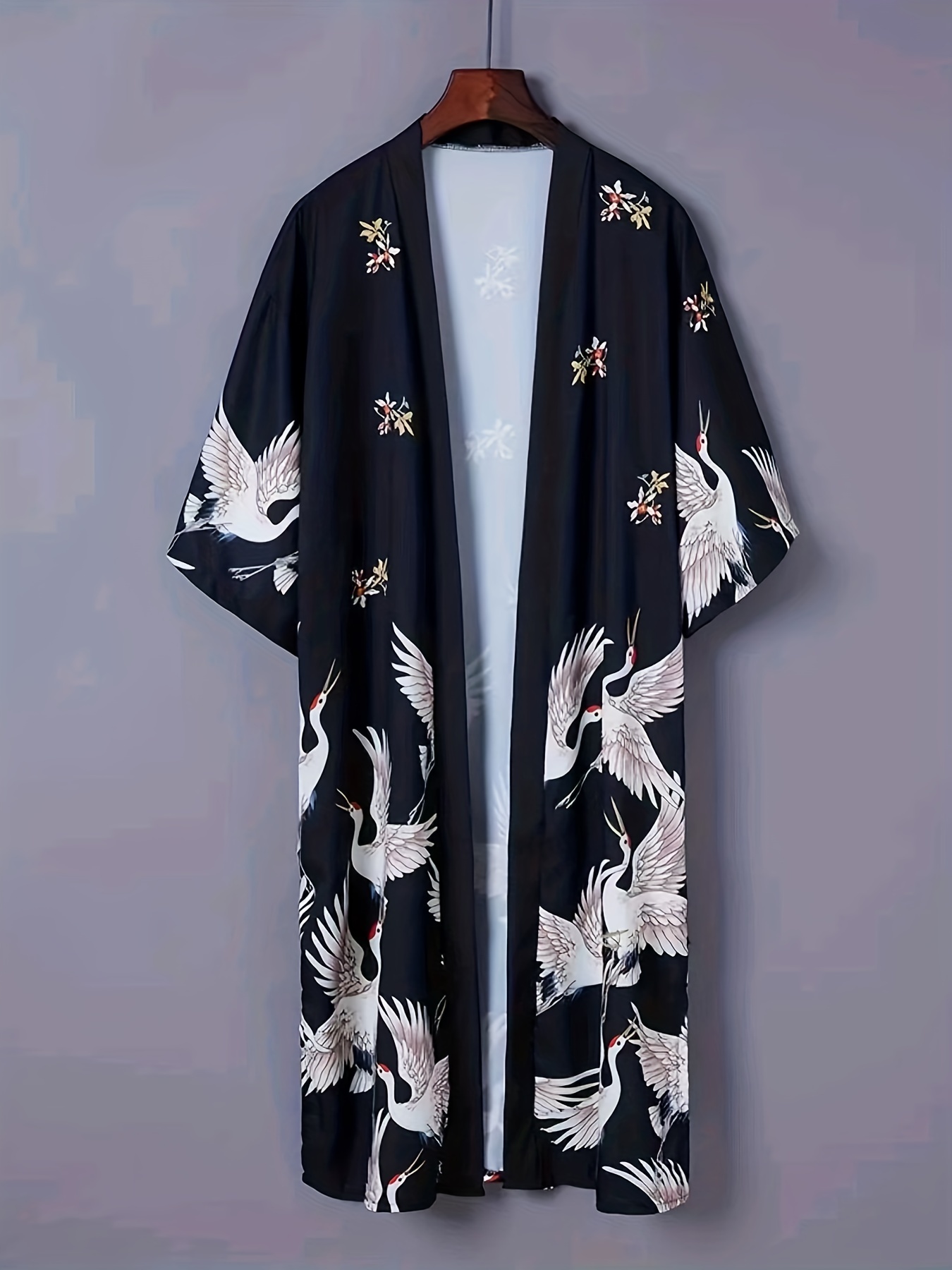 Kimono hombre azul grullas