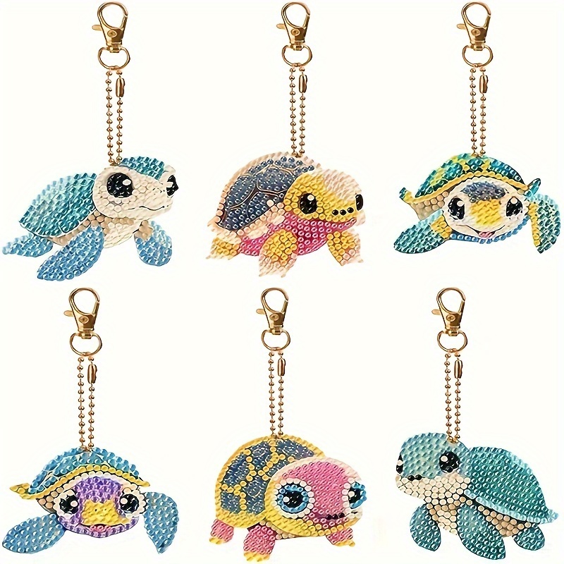 15PCS Animal Double-sided Bright Diamond Art Keychains