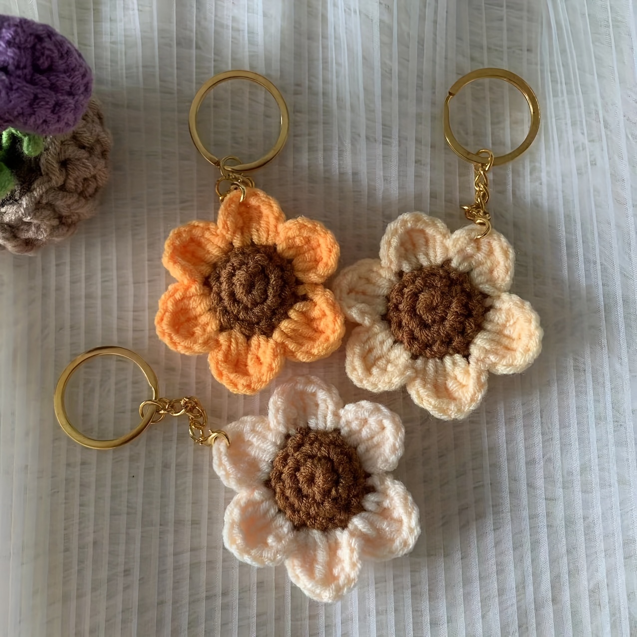 Fabric Flower Key Chain, Key Ring Accessories