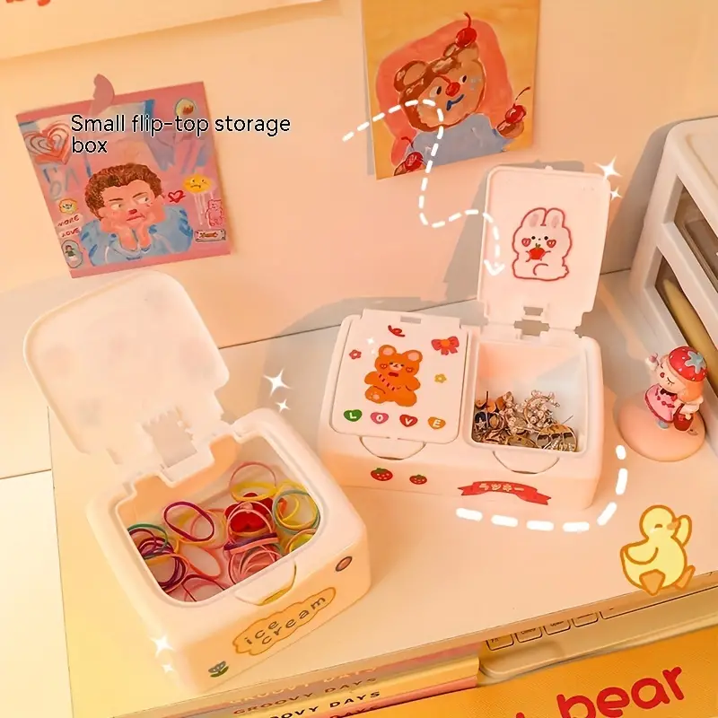 Hair Accessories Storage Box With Lid Children's Cartoon - Temu