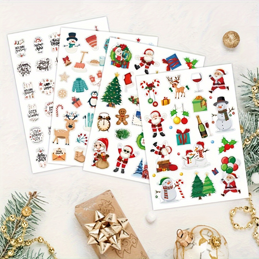 Christmas Santa Claus Stickers Snowflake Decoration Scene