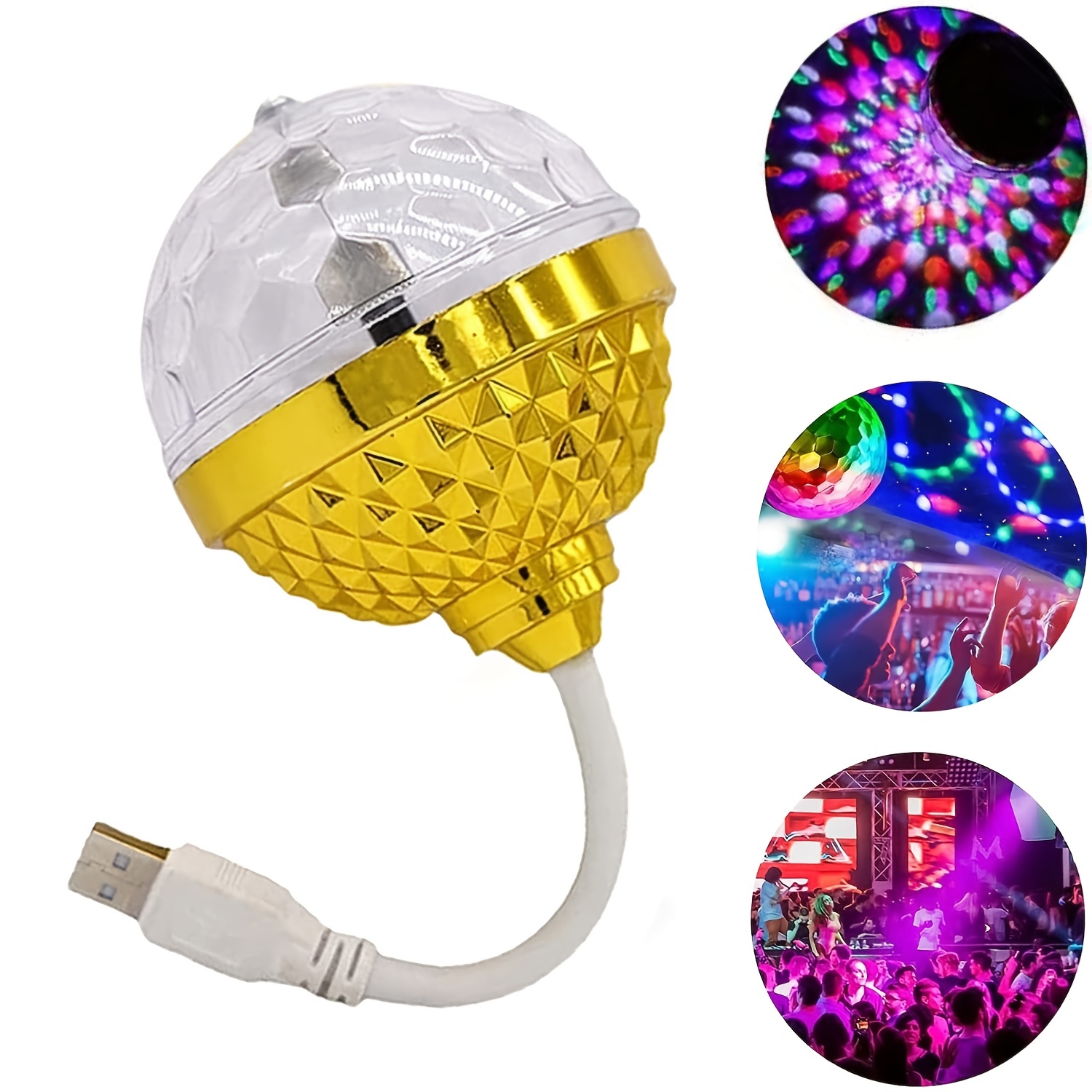 1 pc Boule Magique Rotative Colorée, Nouvelle Boule Disco Led Colorée  Rotation USB Ampoule, Premium Party Lights Disco Magic Light Ampoule Avec  Prises