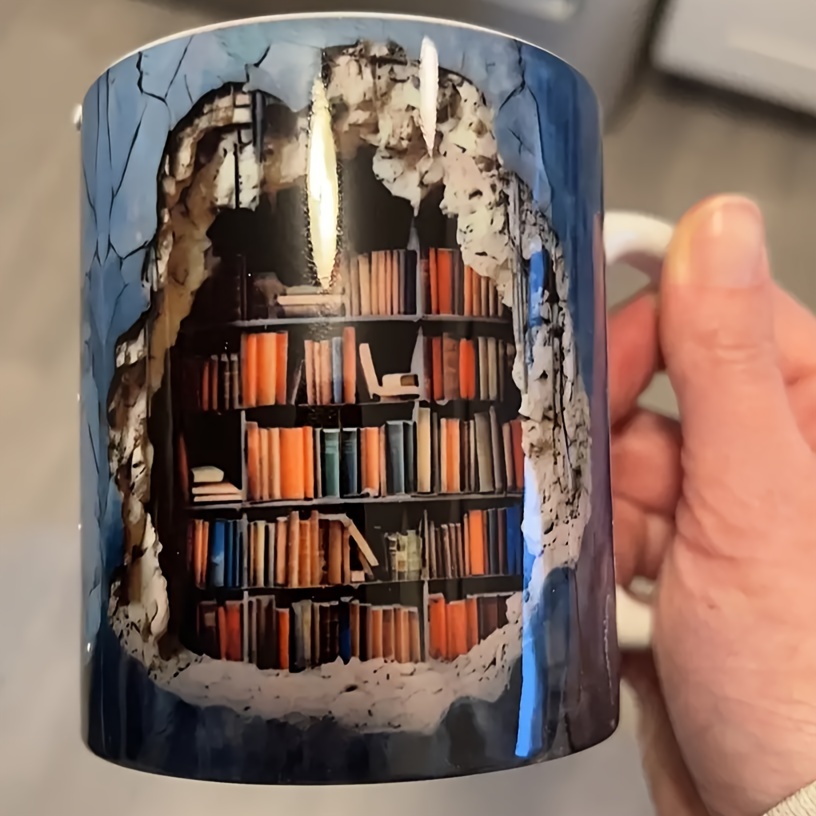 Library Bookshelf Mug Book Enthusiast Coffee Cup Librarian - Temu