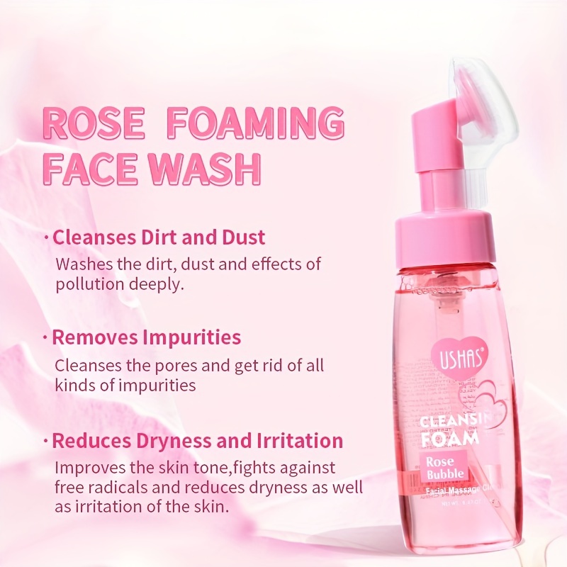  Pjordo Limpiador facial espumoso de rosas, espuma limpiadora de  rosas, lavado facial suave diario para limpieza profunda de poros y calmar  el acné, espuma limpiadora hidratante para mujeres, hombres, todo tipo