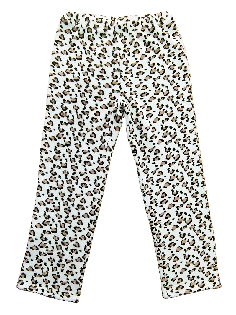 Leopard Print Fuzzy Lounge Pants Casual Soft Elastic - Temu