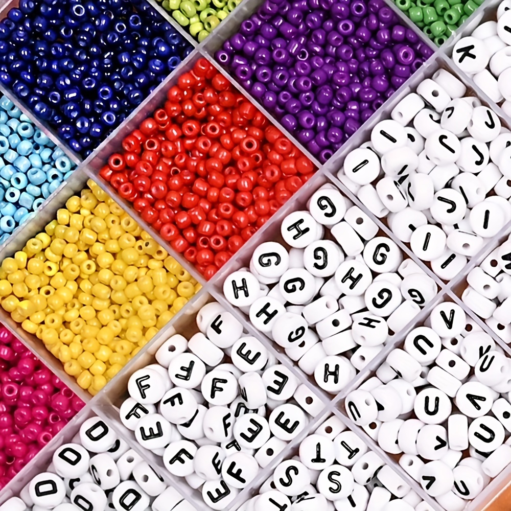 5000Pcs Beads Kit, m Glass Seed Beads, Alphabet Letter Beads and