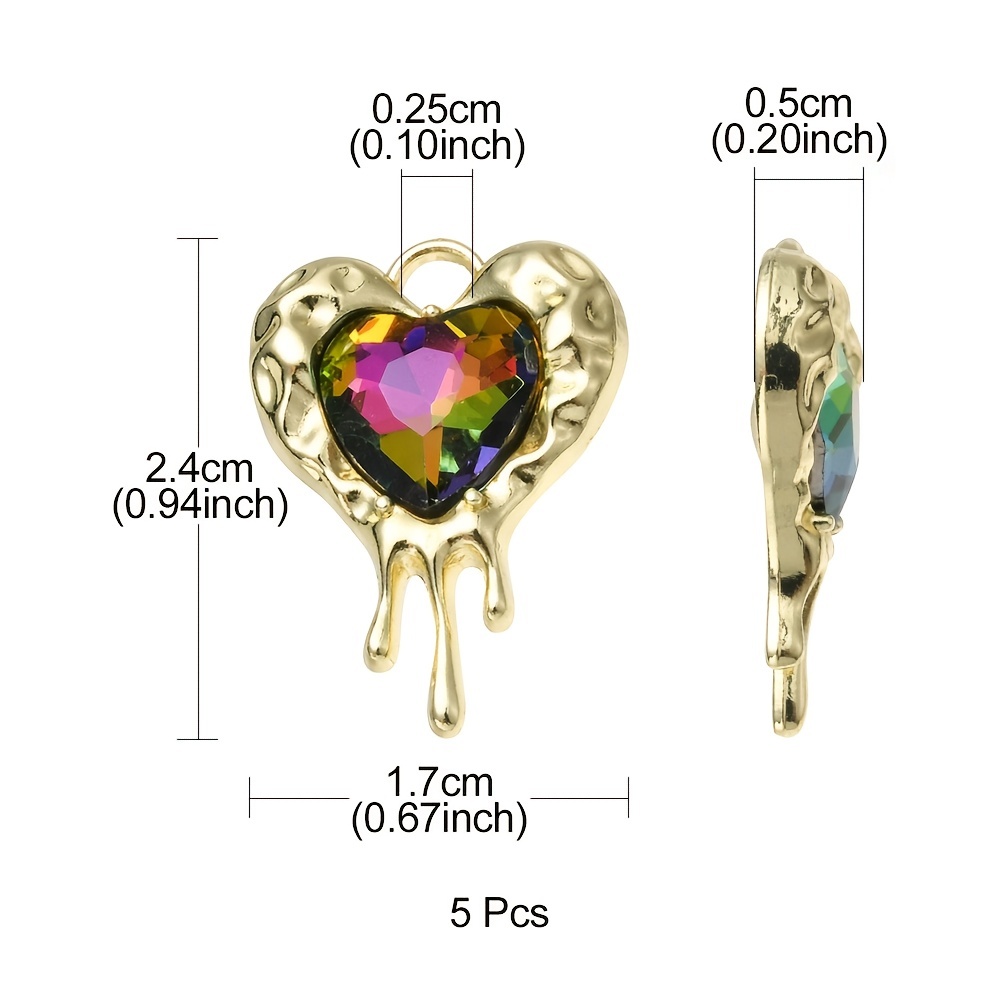 Zinc Alloy Glass Love Heart Pendant Melting Heart Charms Diy