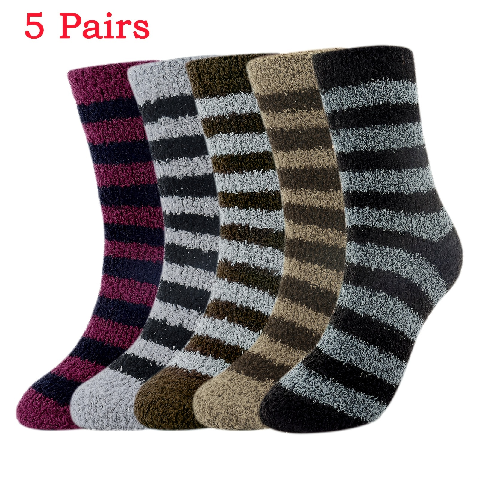 Calcetines cálidos y peludos para mujer, suaves, acogedores, esponjosos,  calcetines para dormir en casa, 5/6 pares