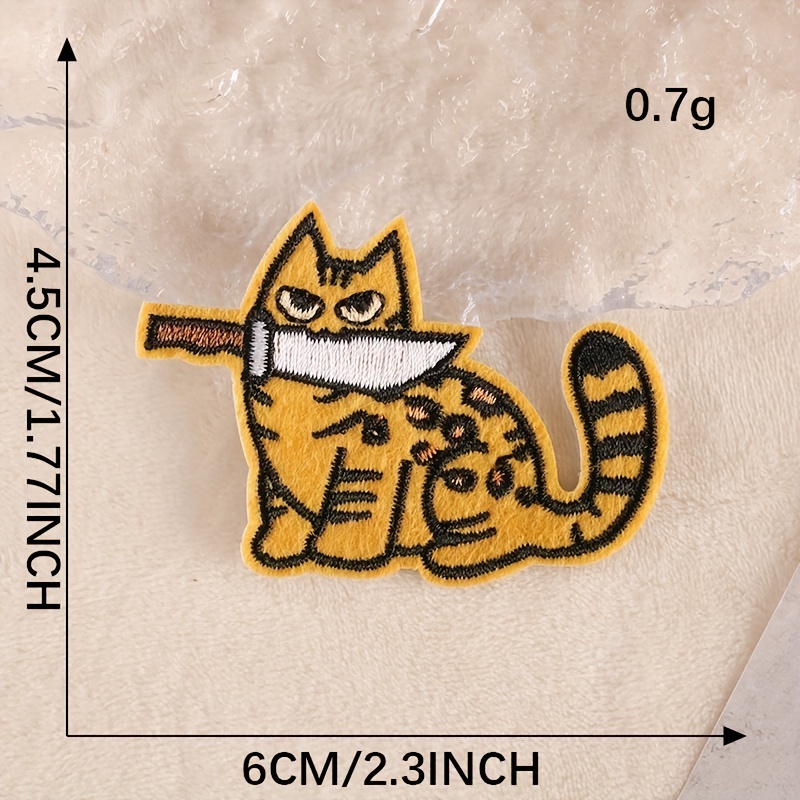 Cute Cat With Knife Iron On Patch - Diy Embroidered Applique For Clothing,  Jackets, Jeans, Hats, And Backpacks - Temu
