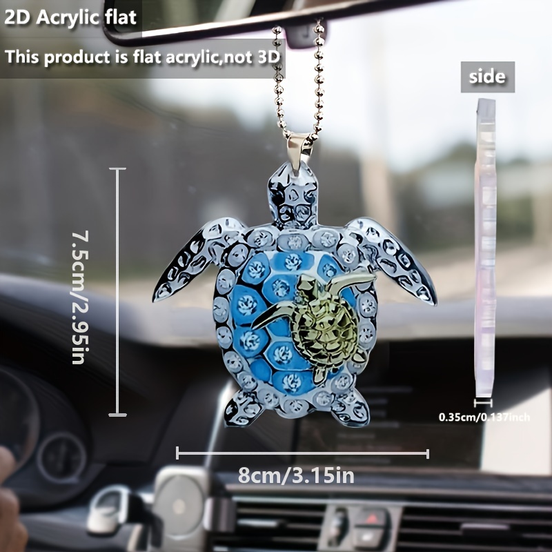 

2d Acrylic Material Cool Turtle Car Pendant - A Unique Holiday Decoration Gift For Car And Home!