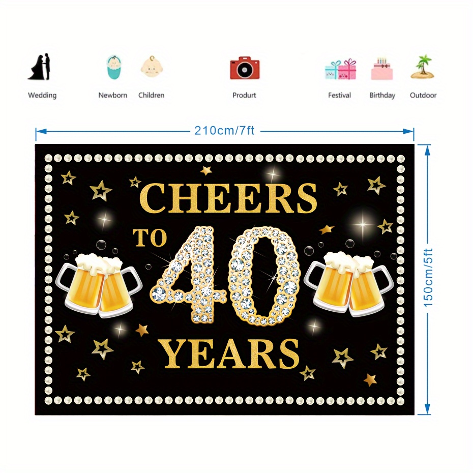 40th Birthday Decorations for Women or Men by Homond, 40th Bday  Decorations, 40th Wedding Anniversary Decorations, Cheers to 40 Years  Banner, 40
