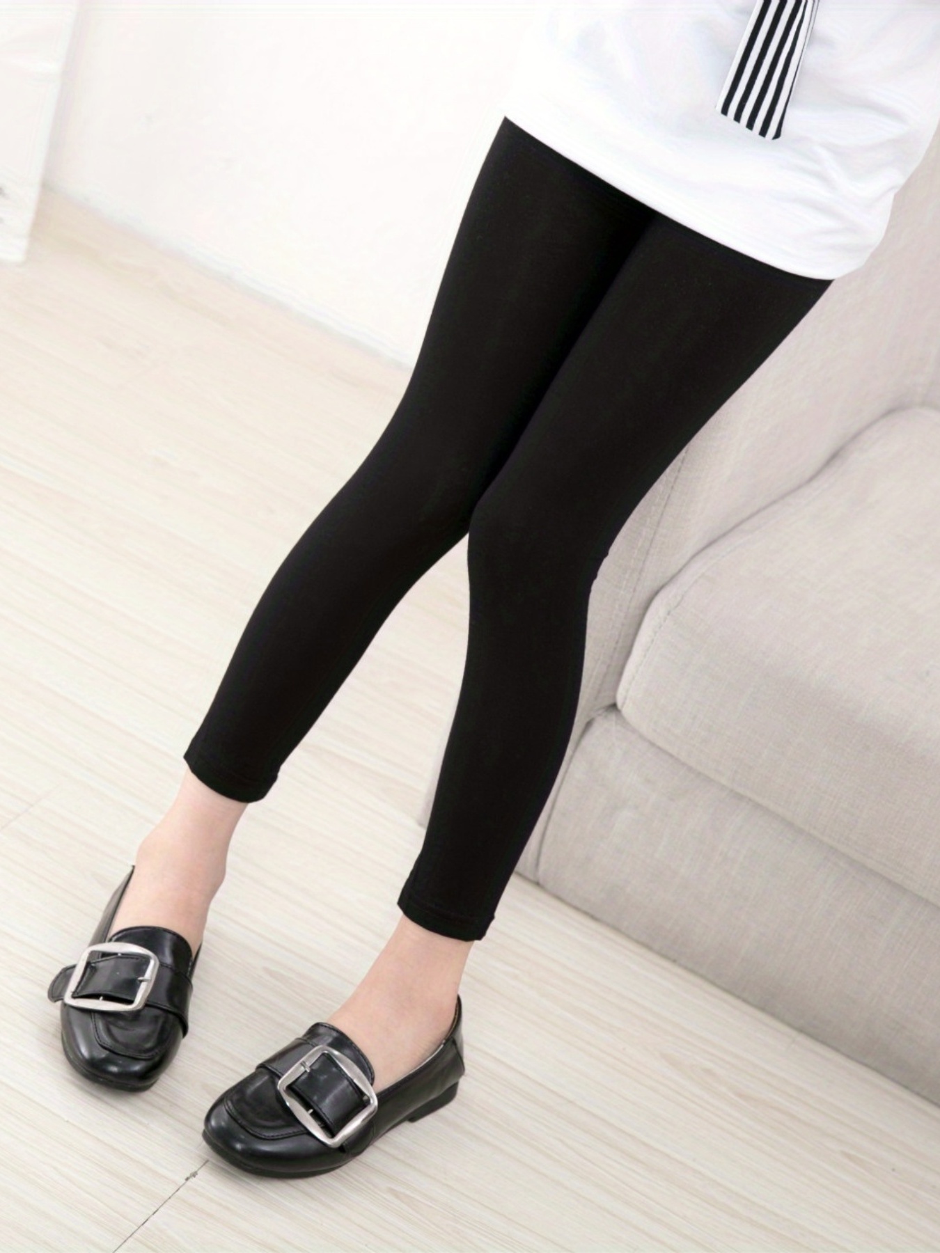 5pcs Girls Solid Modal Leggings Ankle Length Comfortable Stretch Pants For  Kids Girls