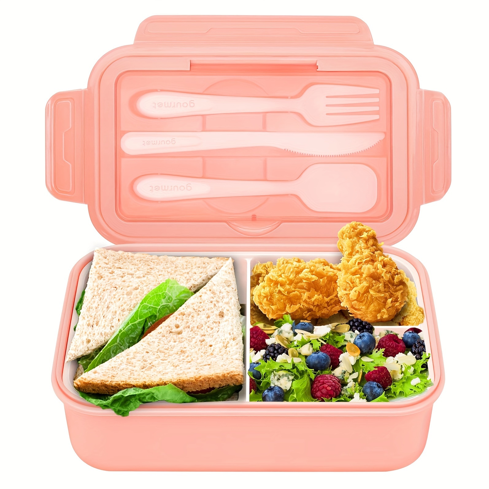 Multiple Colors Portable Bento Box With Lid Spoon And Fork - Temu