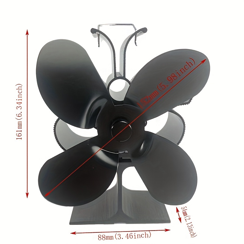 Ventilador de estufa con 4 palas ventilador de chimenea 70-350°C accionado  por calor