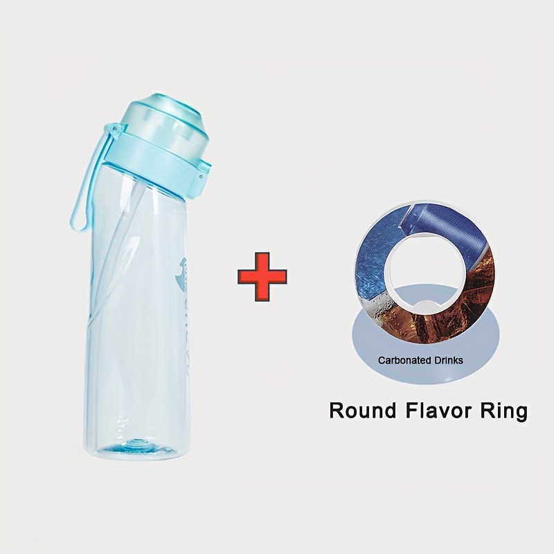 650ml Water Bottle + 7pcs Flavor Rings) Bouncing Lid Sports Water