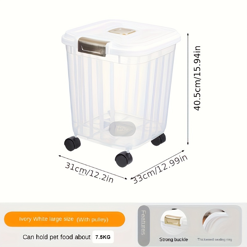 Pet Food Container Food Holder, Moisture Proof Storage Bin With Caster,  Leakproof Dog Food Storage Bucket Dry Food Storage Container - Temu