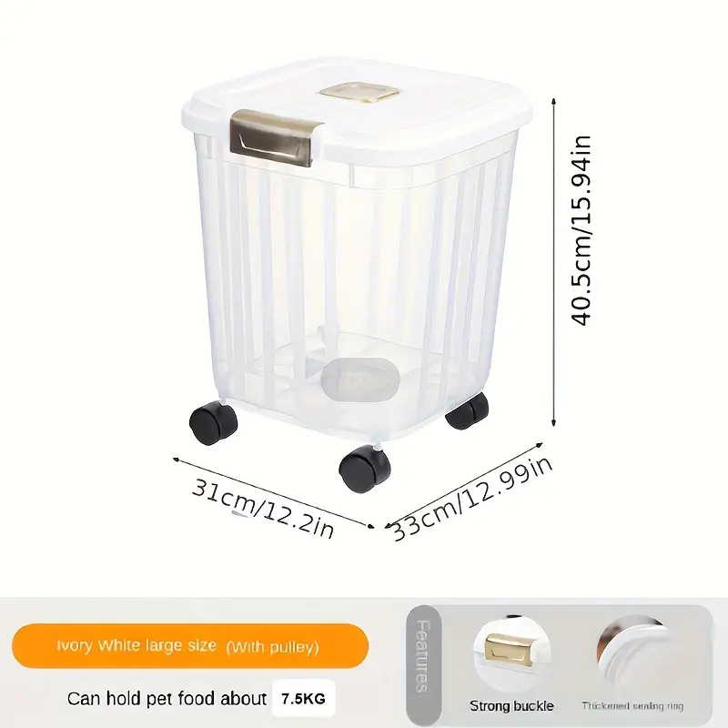 Pet Food Container Food Holder, Moisture Proof Storage Bin With Caster,  Leakproof Dog Food Storage Bucket Dry Food Storage Container - Temu