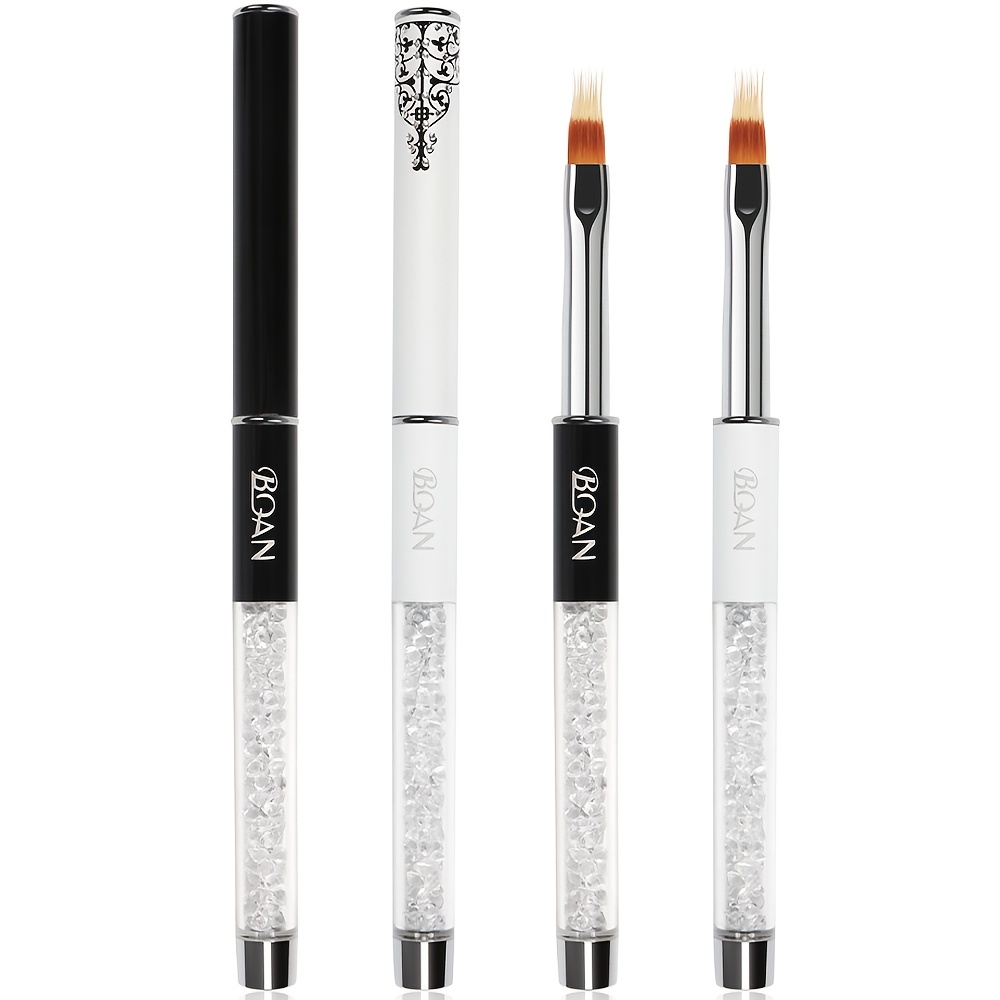 

2pcs Nail Ombre Brush Nail Art Painting Pen Brush Uv Gel Polish Gradient Color Rhinestone Crystal Acrylic Nail Drawing()