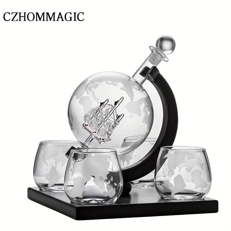 Wine Decanter Whiskey Decanter Globe Set 4 Etched Globe - Temu