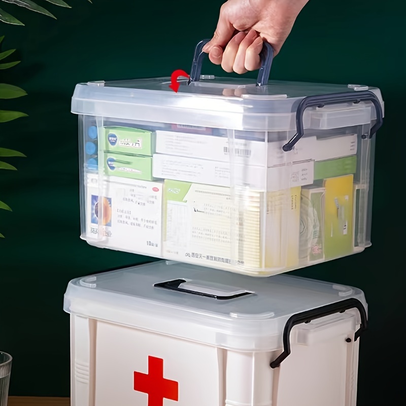 1pc Plastic Clear Medicine Box, Portable Household Medicine Box,  Classification Double Compartment Storage Box, Medicine Packing Box, Simple  Medicine
