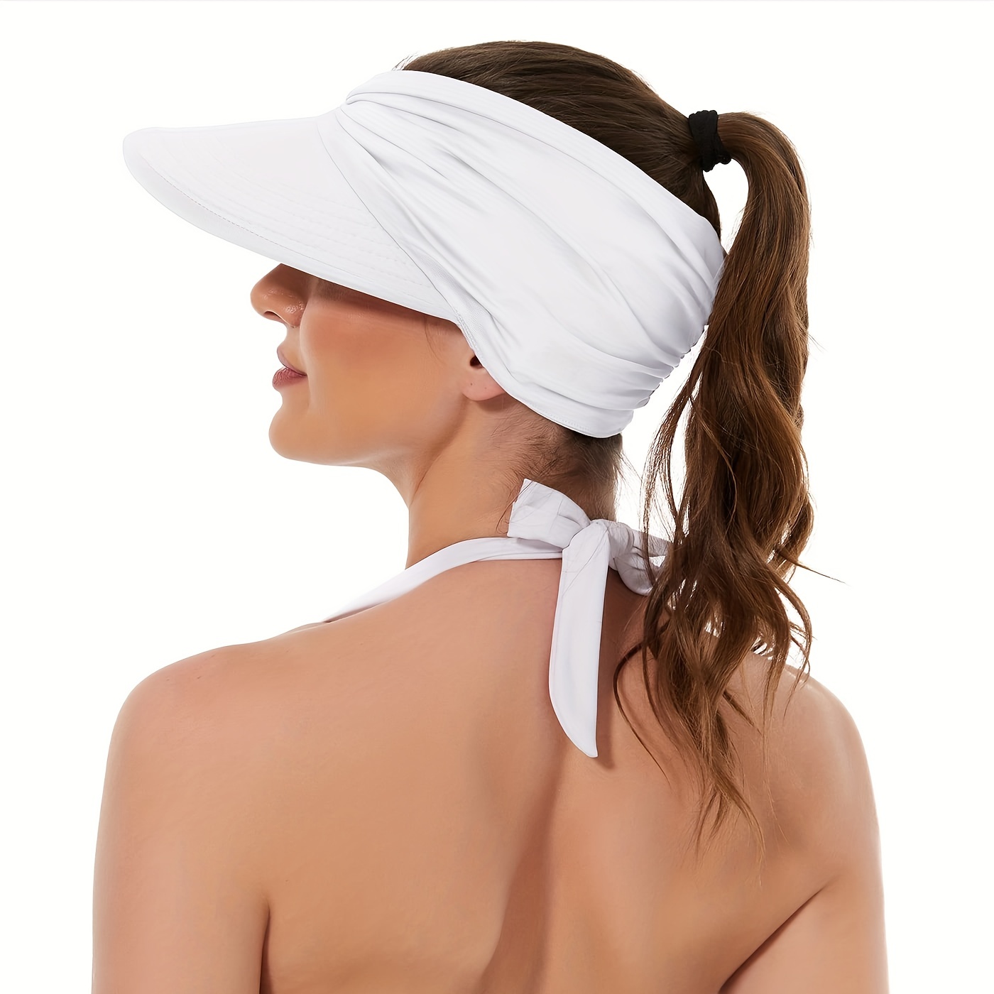 Foldable 2 In 1 Cap With Bandana With Wide Brim Headband Visors For Women  Ideal For Beach Fishing And Top Shell Hat With Hole From Longbeard, $10.23