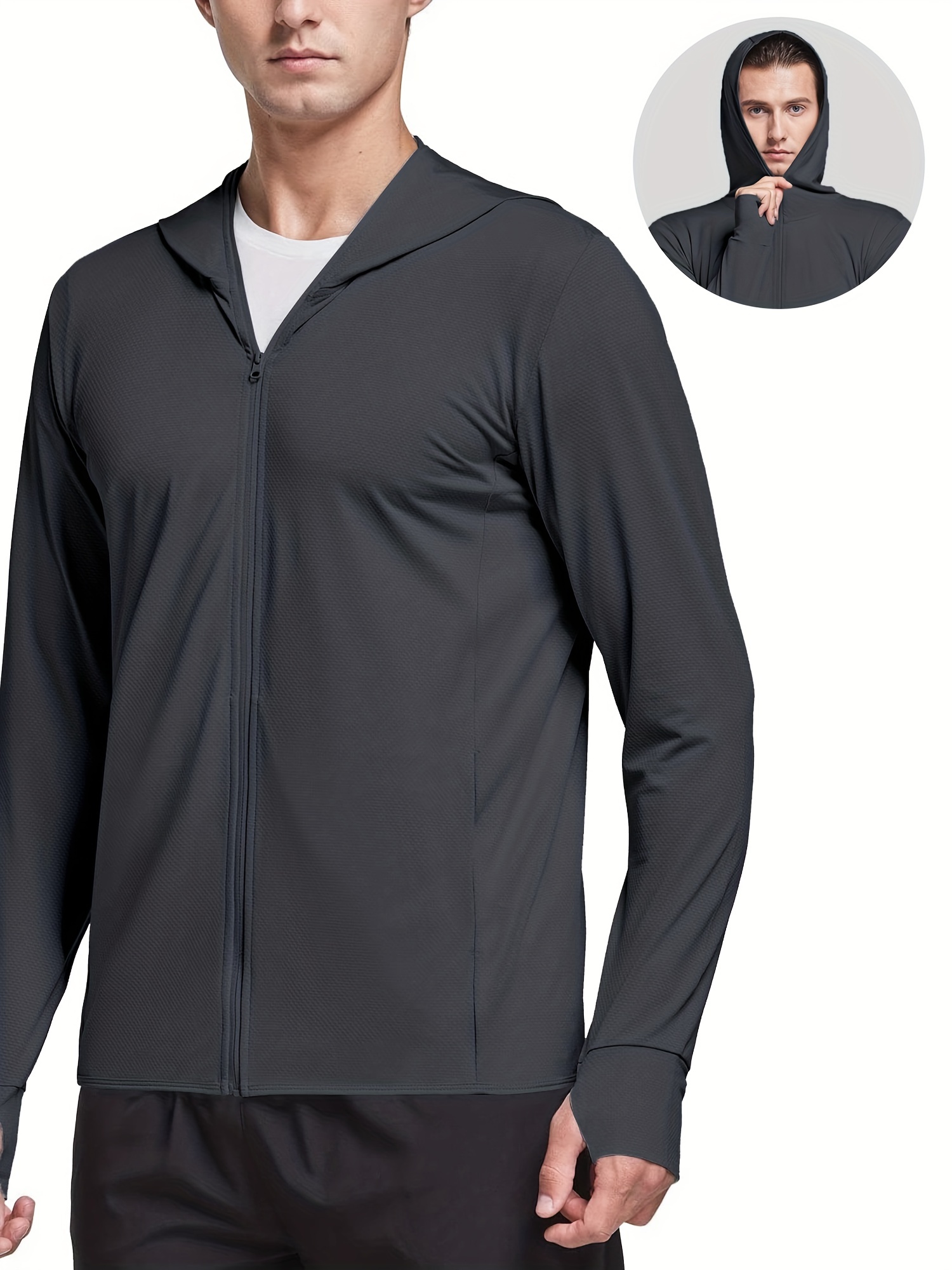 Men's Sun Protection Hooded Jacket Upf 50+ Uv Shirt Long - Temu