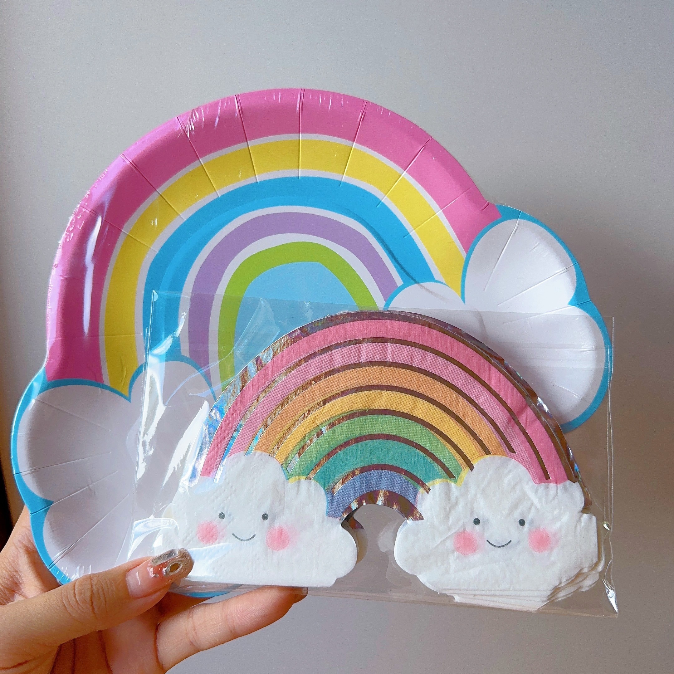 Rainbow Paper Plates Birthday Party Alien Paper Plates - Temu